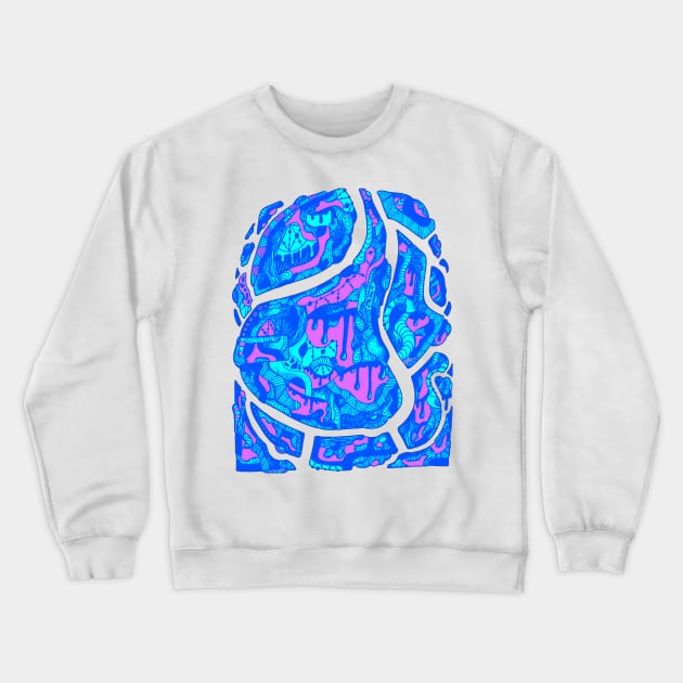 Blue Abstract Wave of Thoughts No 3 Crewneck Sweatshirt by kenallouis